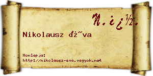 Nikolausz Éva névjegykártya
